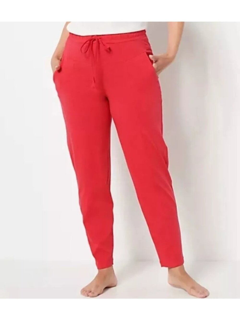 AnyBody Pants 3X Cozy Knit Luxe Jersey Tapered Utility Strawberry Lounge NEW